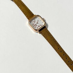 Ladies Quartz Butterfly Watch Rose Gold Tone Case With Brown Suede Band